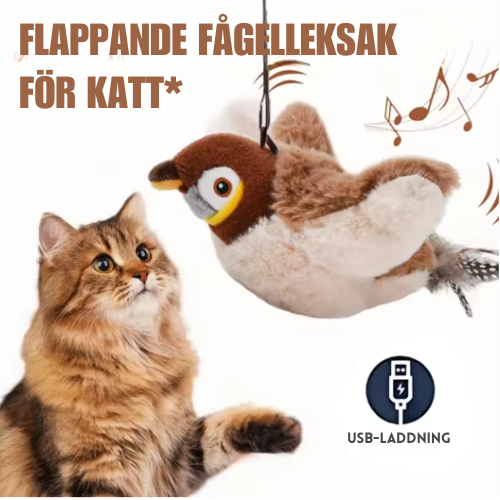 DjurDrömmen™ Flaxande Fågel – Interaktiv Kattleksak med Kattmynta & USB-laddning
