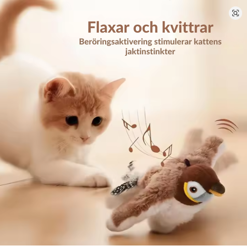 DjurDrömmen™ Flaxande Fågel – Interaktiv Kattleksak med Kattmynta & USB-laddning