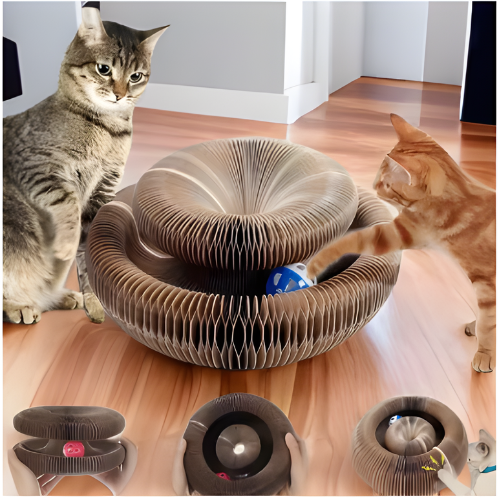 DjurDrömmen™ Magic Cat Scratch Board – Interaktiv Kattleksak & Klösbräda med Boll